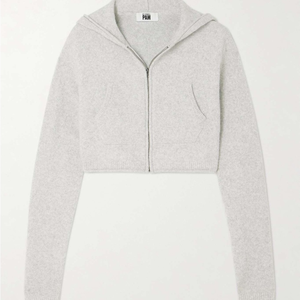 Re/Done- Pamela Anderson cropped brushed organic cotton-blend hoodie
